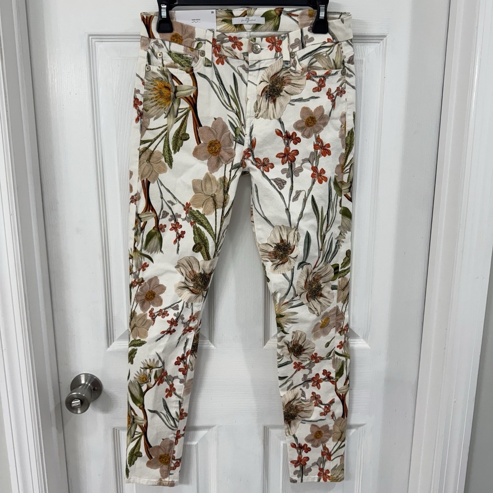 Seven For All‎ Mankind Floral Skinny Jeans NWT Size 28